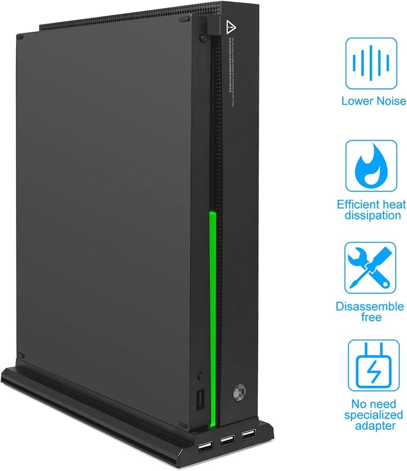 FASTSNAIL Vertical Cooling Stand Compatible with Xbox One X, Cooling Fan Stand Compatible with Xbox One X with 3 USB Ports and a Light Bar (Only Compatible with Xbox one X) - Image 4